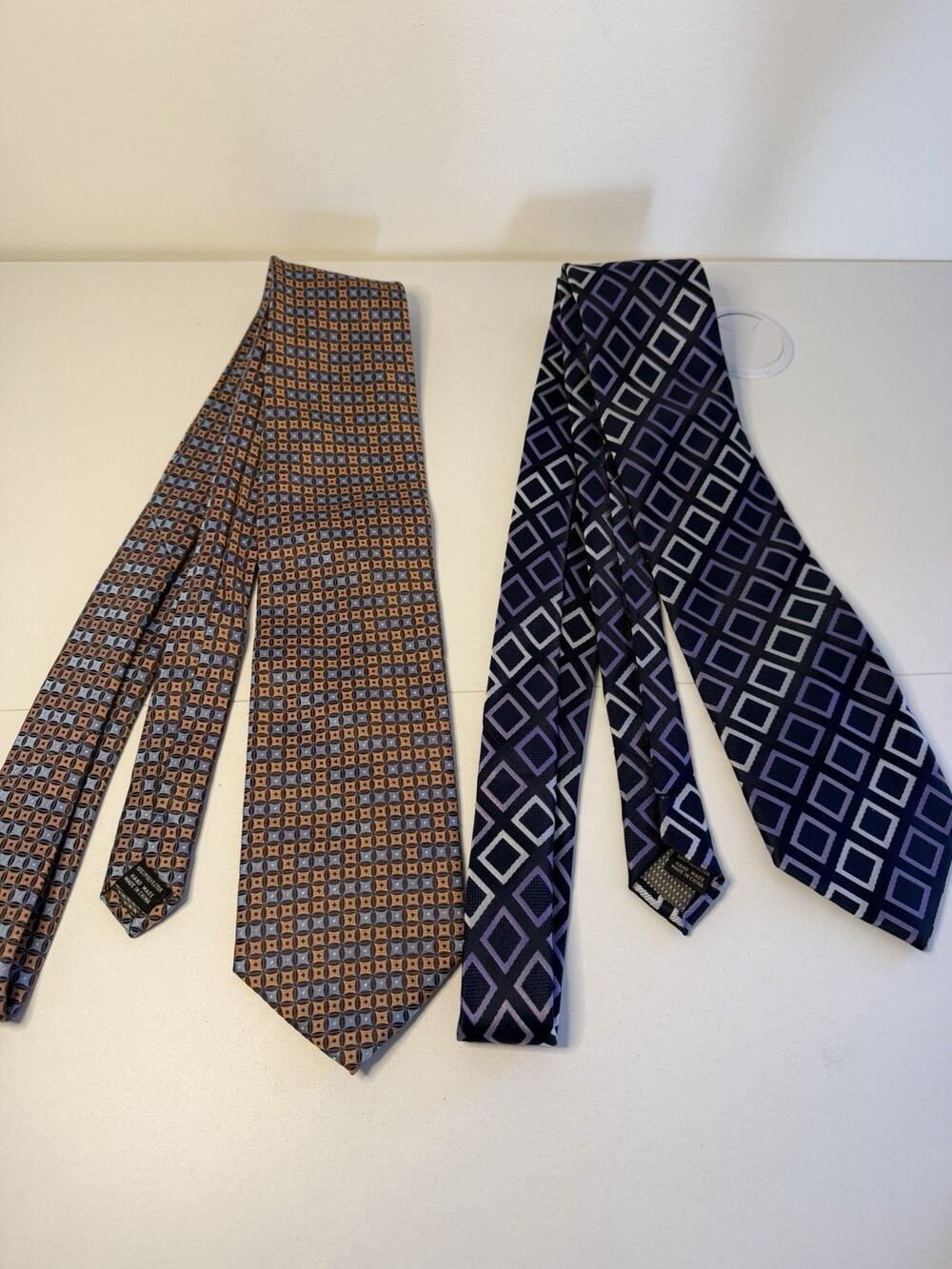 Lot Of 2 Alexander Julian Colours Classic Men's Neck Tie Purple Orange Geometric